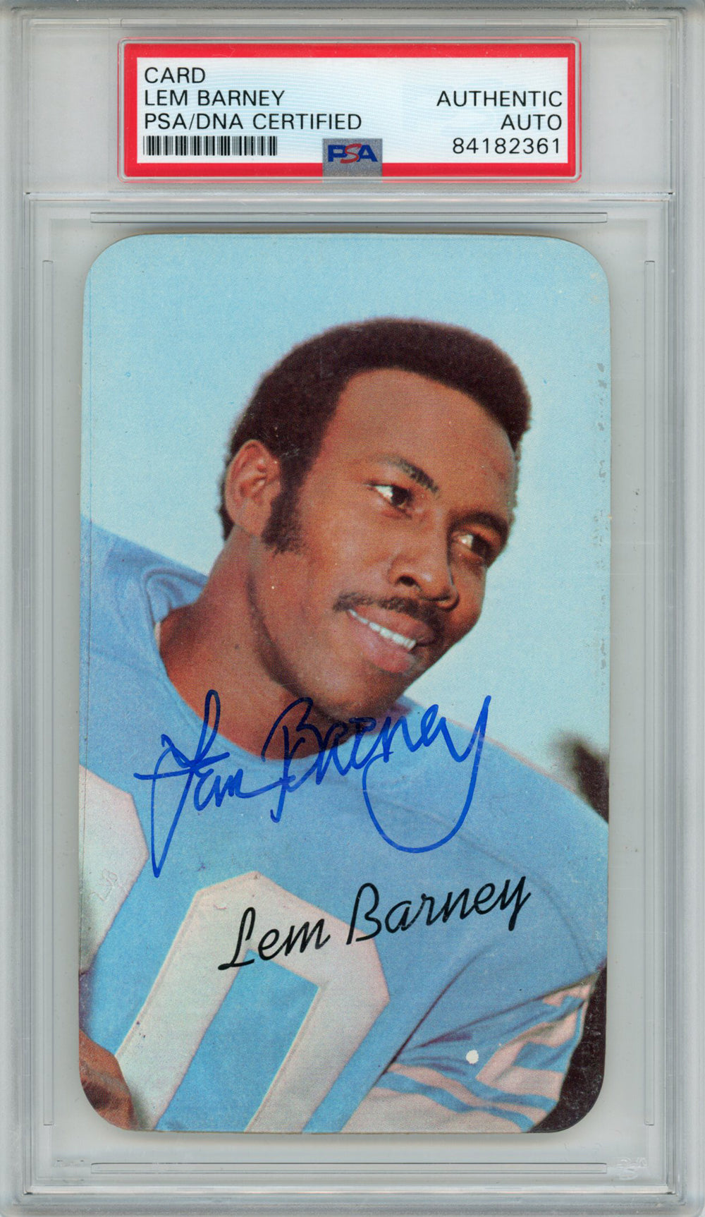 Lem Barney Detroit Lions Signed Card - 1970 Topps Super #12 PSA Slab PSA-Powers Sports Memorabilia