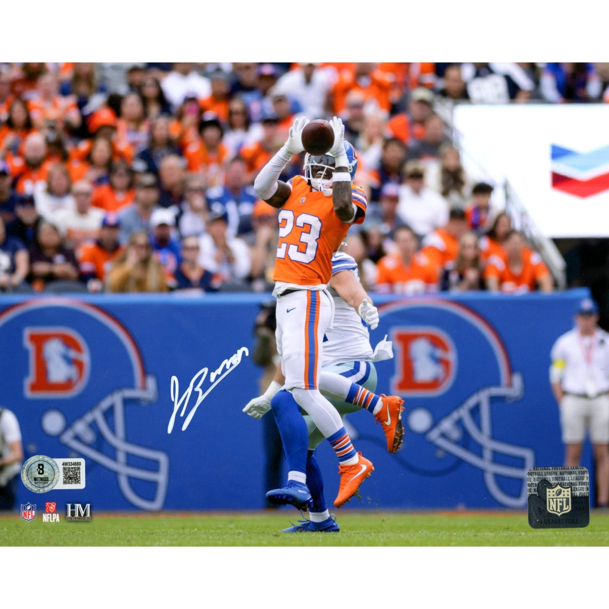 Jahdae Barron Signed Denver Broncos 8x10 Photo – Beckett Witness Authenticated-Powers Sports Memorabilia