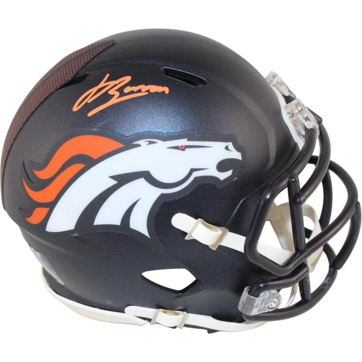 Jahdae Barron Signed Denver Broncos Mini Helmet – Beckett Witness Authenticated-Powers Sports Memorabilia