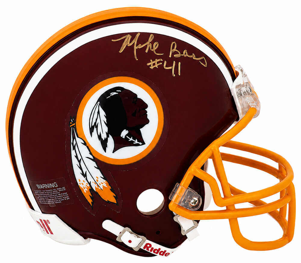 Mike Bass Autographed Washington Throwback Riddell (VSR4) Mini Helmet-Powers Sports Memorabilia