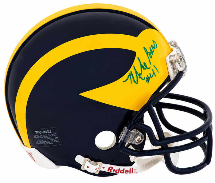 Mike Bass Autographed Michigan Wolverines Riddell (VSR4) Mini Helmet-Powers Sports Memorabilia