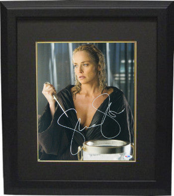 Sharon Stone Autographed Basic Instinct 2 11 x 14 Photograph Custom Framing Holding Ice Pick- PSA Hologram (entertainment/movie memorabilia)-Powers Sports Memorabilia