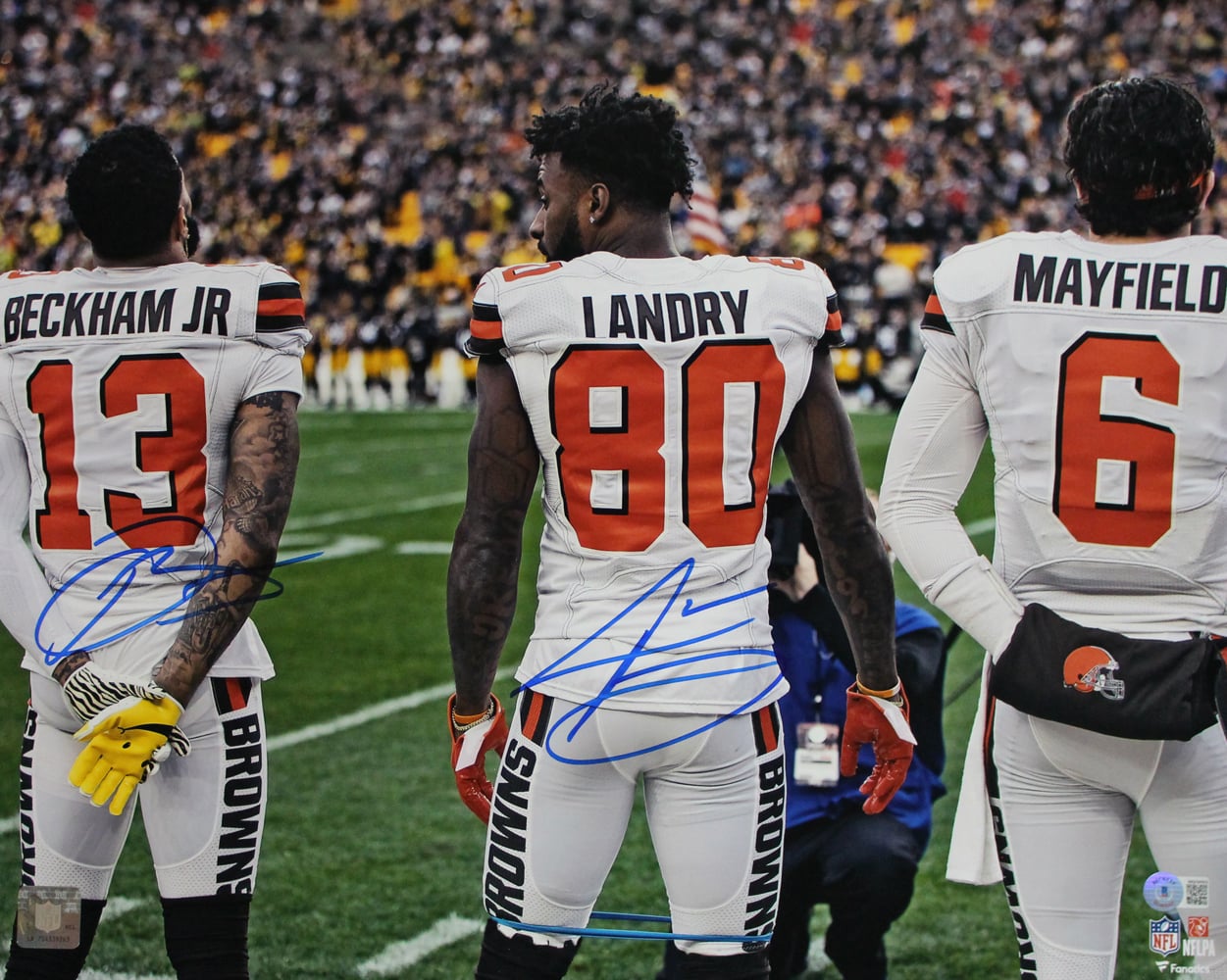 Odell Beckham & Jarvis Landry Signed Cleveland Browns 16x20 Photo – White – Beckett Authenticated-Powers Sports Memorabilia