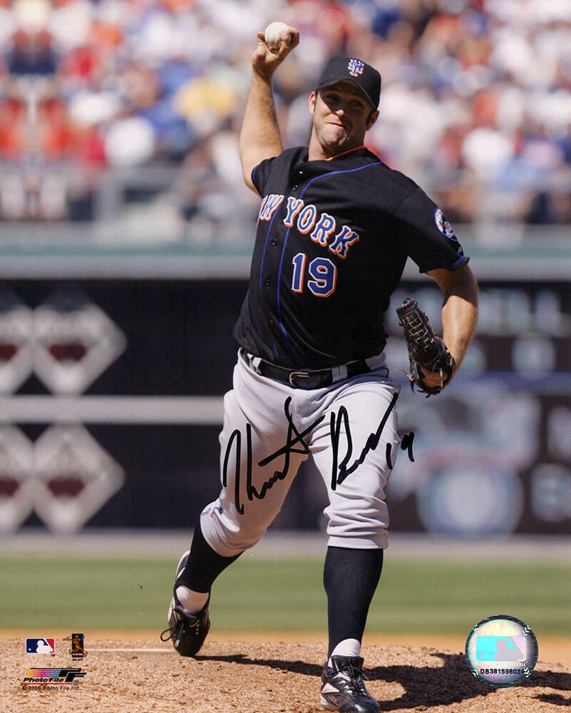 Heath Bell Autographed New York Mets Pitching 8x10 Photo-Powers Sports Memorabilia