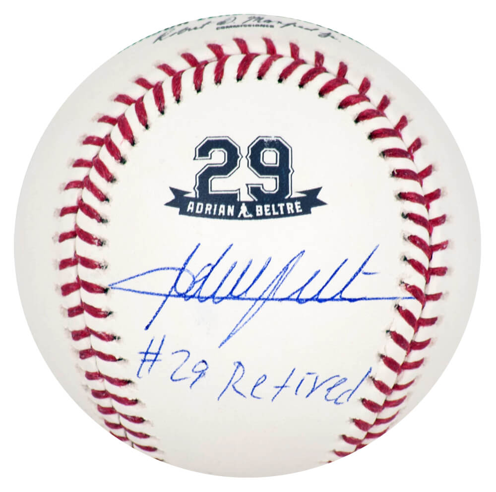 Adrian Beltre Autographed Rawlings Retirement Logo MLB Baseball with #29 Retired-Powers Sports Memorabilia
