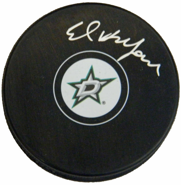 Ed Belfour Autographed Dallas Stars NHL Logo Hockey Puck-Powers Sports Memorabilia