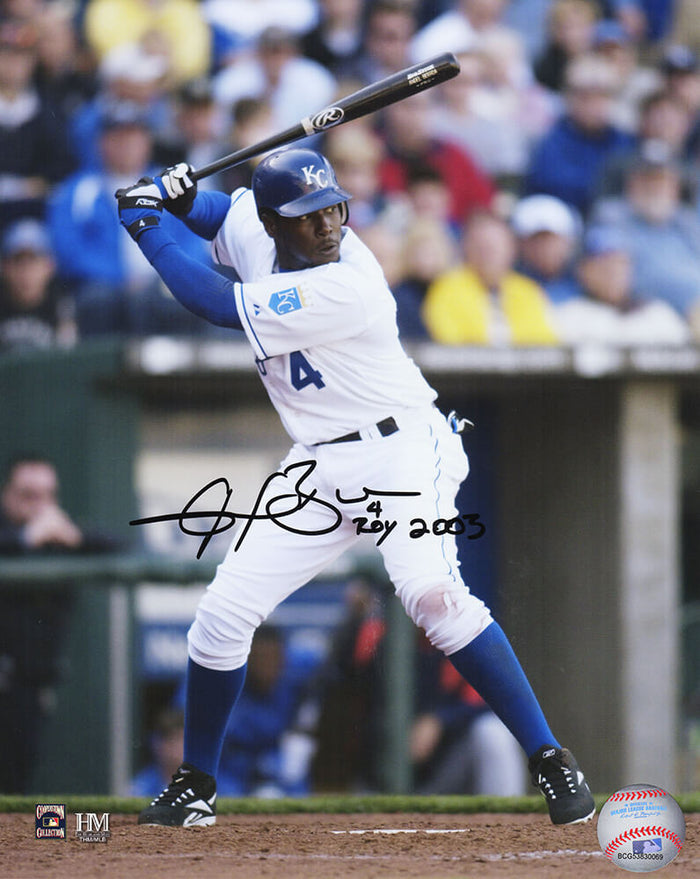 Angel Berroa Autographed Kansas City Royals Action 8x10 Photo with ROY 2003 AL-Powers Sports Memorabilia
