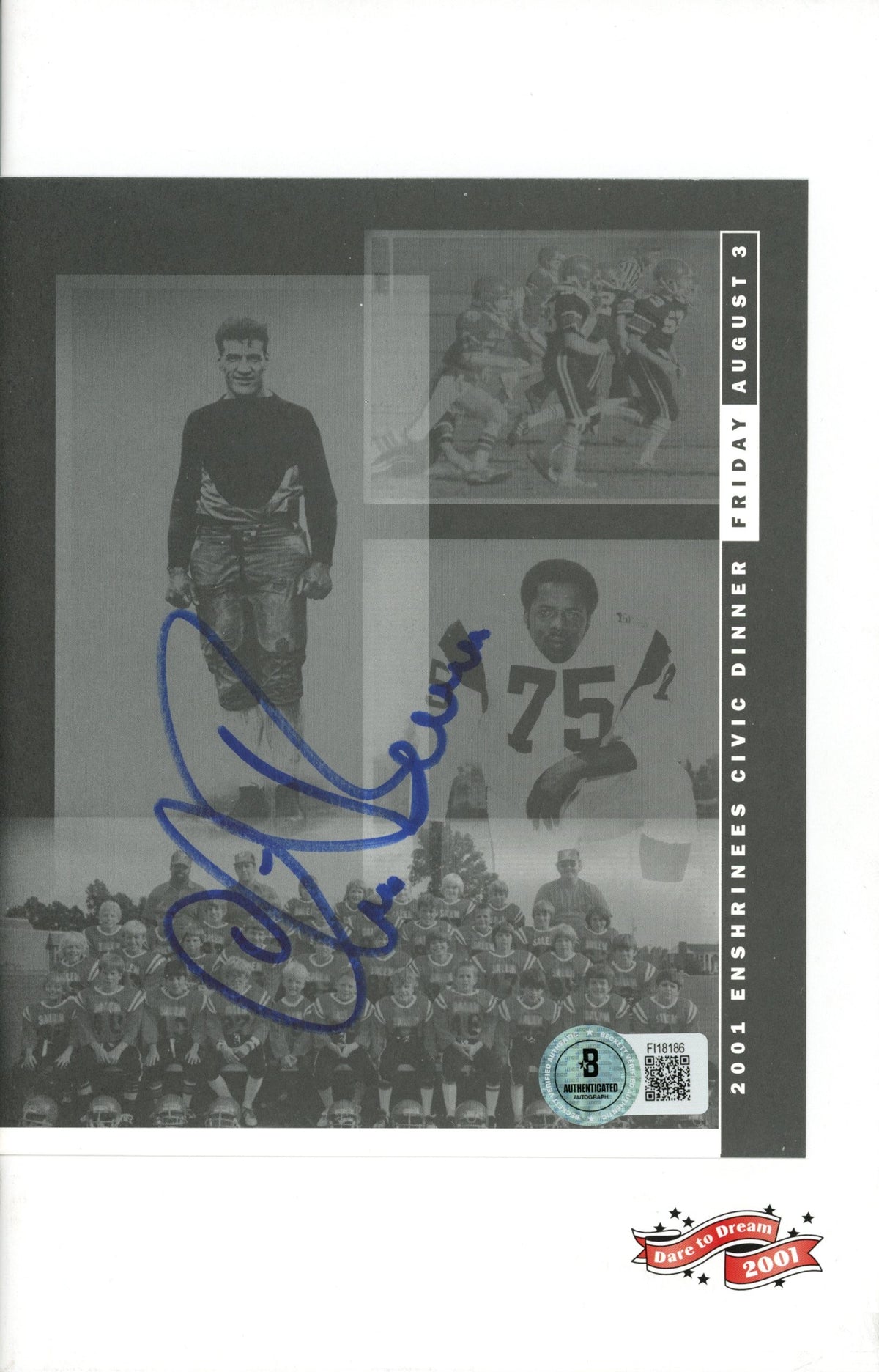 Chris Berman Espn Signed Mini Helmet - 2001 Enshrinees Civic Dinner Program Beckett Beckett-Powers Sports Memorabilia