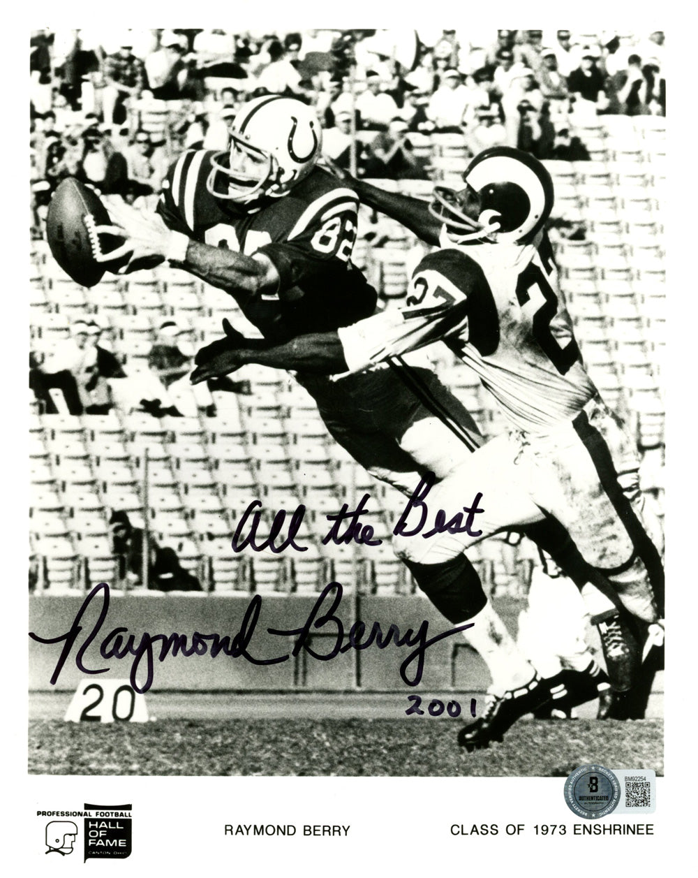 Raymond Berry Baltimore Colts Signed 8x10 Photo - All The Best Beckett-Powers Sports Memorabilia