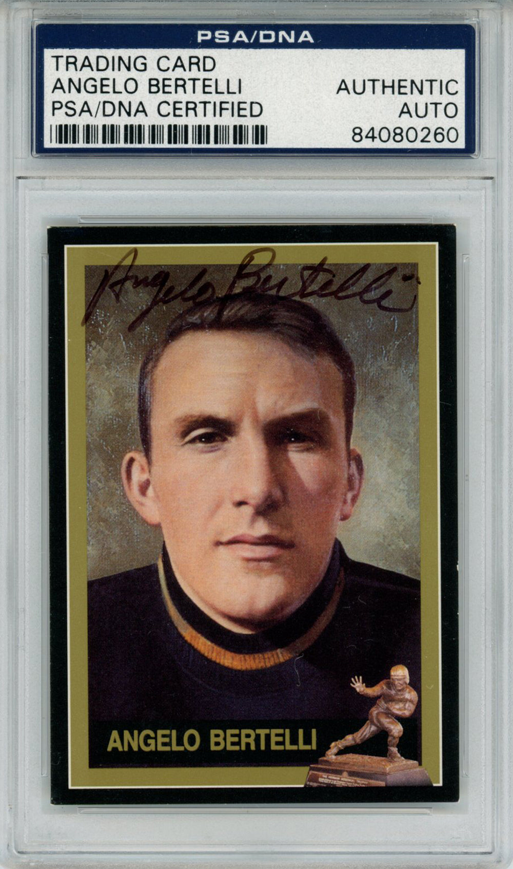 Angelo Bertelli Notre Dame Fighting Irish Signed Card - 1991 Downtown Athletic Club #9 PSA Slab PSA - 43788-Powers Sports Memorabilia