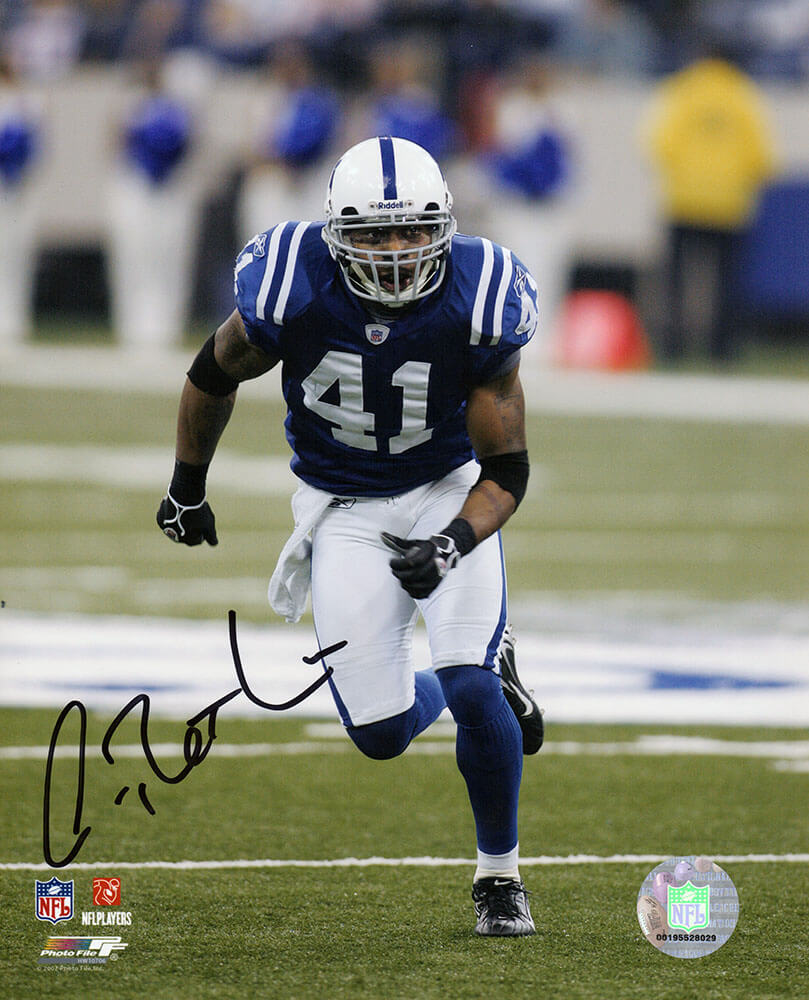 Antoine Bethea Autographed Indianapolis Colts Blue Jersey Action 8x10 Photo-Powers Sports Memorabilia