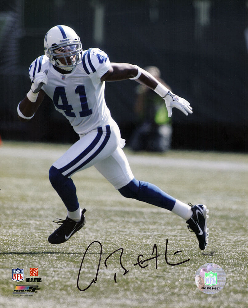 Antoine Bethea Autographed Indianapolis Colts White Jersey Action 8x10 Photo-Powers Sports Memorabilia