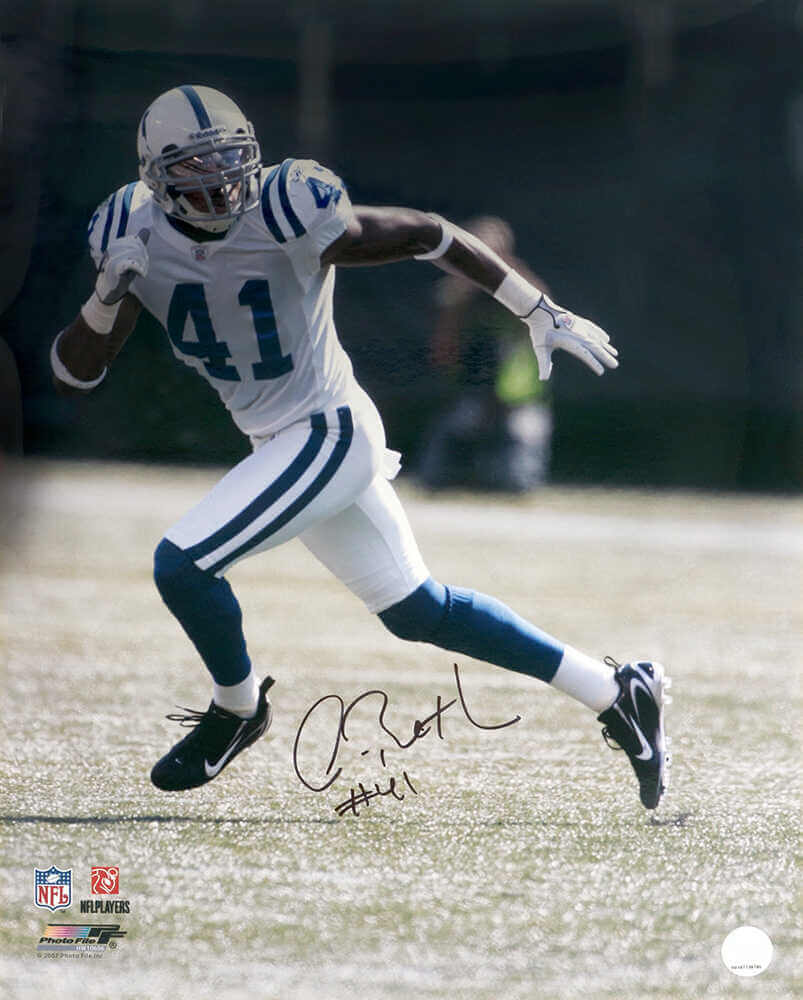 Antoine Bethea Autographed Indianapolis Colts White Jersey Action 16x20 Photo-Powers Sports Memorabilia