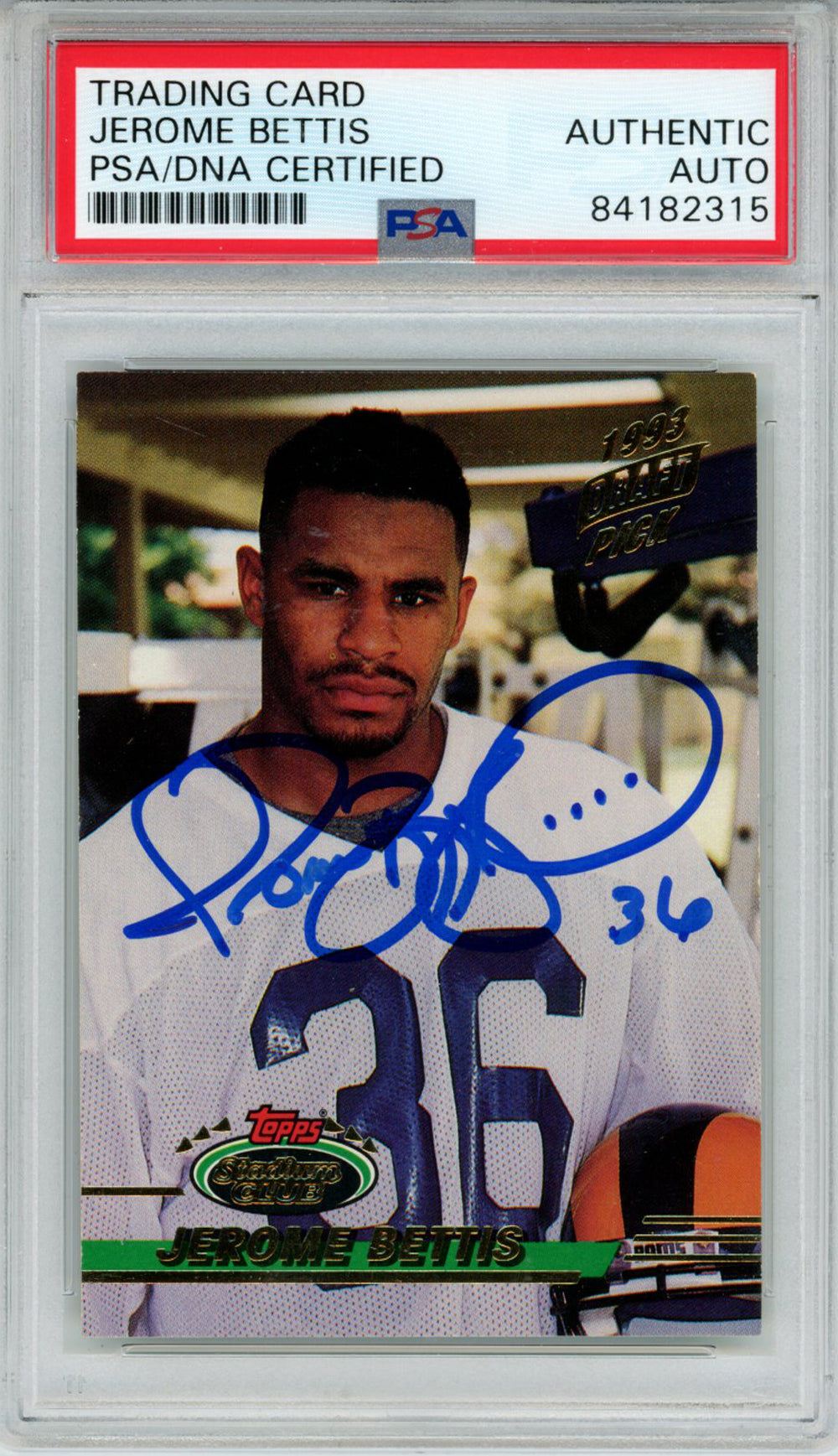 Jerome Bettis Los Angeles Rams Signed Card - 1993 Stadium Club #108 PSA Slab PSA-Powers Sports Memorabilia