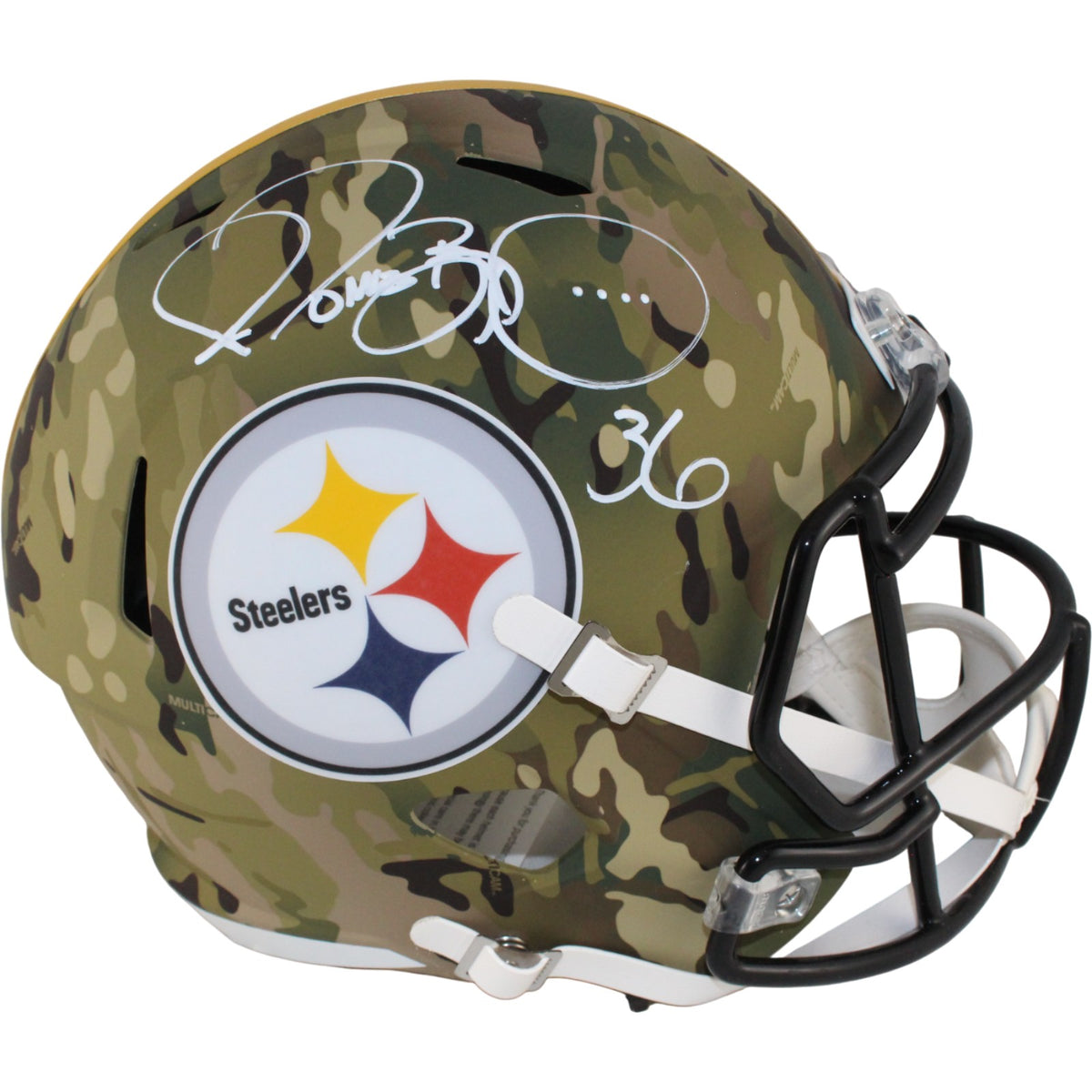 Jerome Bettis Pittsburgh Steelers F/S Camo Signed Helmet Beckett W 54075 Beckett-Powers Sports Memorabilia