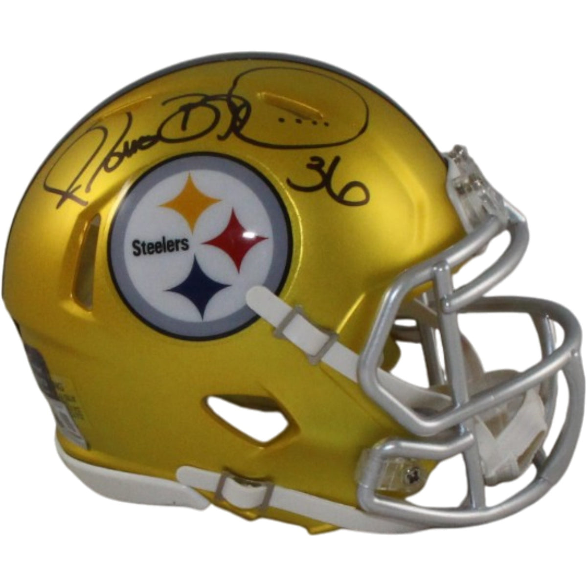 Jerome Bettis Pittsburgh Steelers Blaze Signed Mini Helmet Beckett WIT 57535 Beckett-Powers Sports Memorabilia