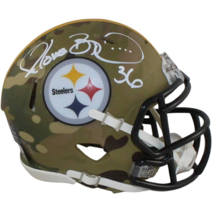 Jerome Bettis Signed Pittsburgh Steelers Camo Mini Helmet Beckett WIT-Powers Sports Memorabilia