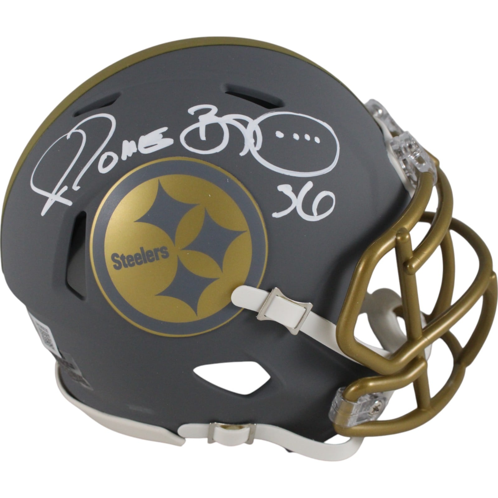 Jerome Bettis Signed Pittsburgh Steelers Slate Mini Helmet – White – Beckett Authenticated-Powers Sports Memorabilia