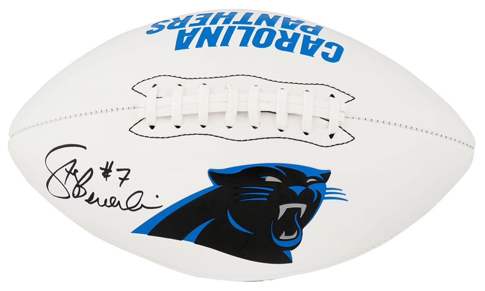 Steve Beuerlein Carolina Panthers Autographed Franklin White Logo Football-Powers Sports Memorabilia