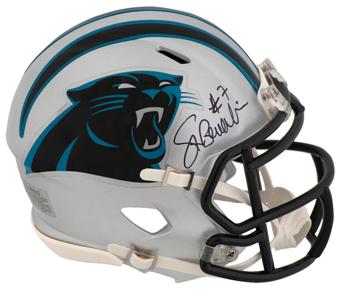 Steve Beuerlein Autographed Carolina Panthers Riddell Speed Mini Helmet-Powers Sports Memorabilia
