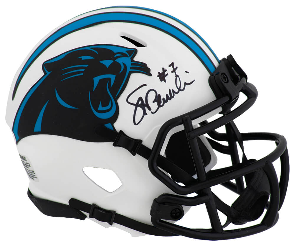 Steve Beuerlein Carolina Panthers Autographed LUNAR Riddell Mini Helmet-Powers Sports Memorabilia