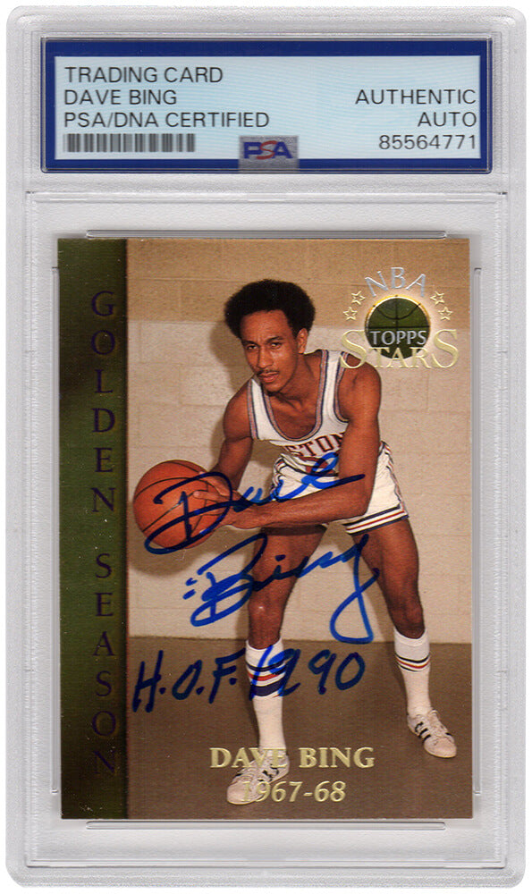 Dave Bing Autographed Detroit Pistons 1996 Topps Stars Golden Season Basketball Card #57 with HOF'90 - (PSA Encapsulated)-Powers Sports Memorabilia