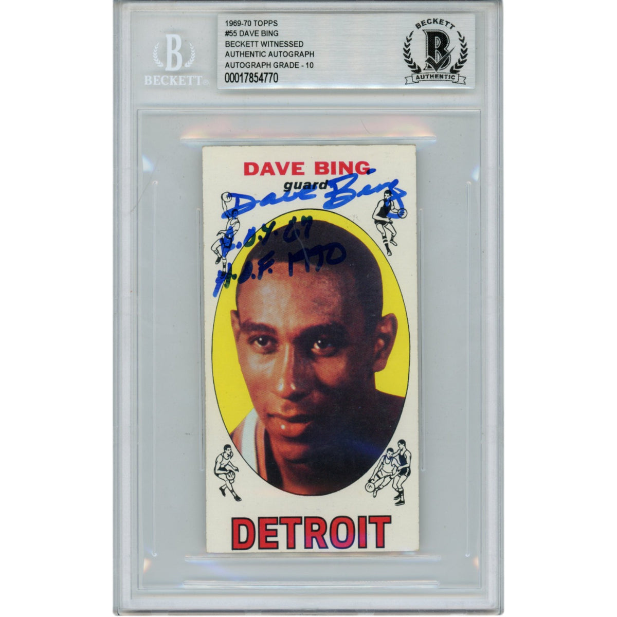 Dave Bing Detroit Pistons Signed Card - 1969 Topps #55 2 Insc. Slabbed Beckett Beckett-Powers Sports Memorabilia