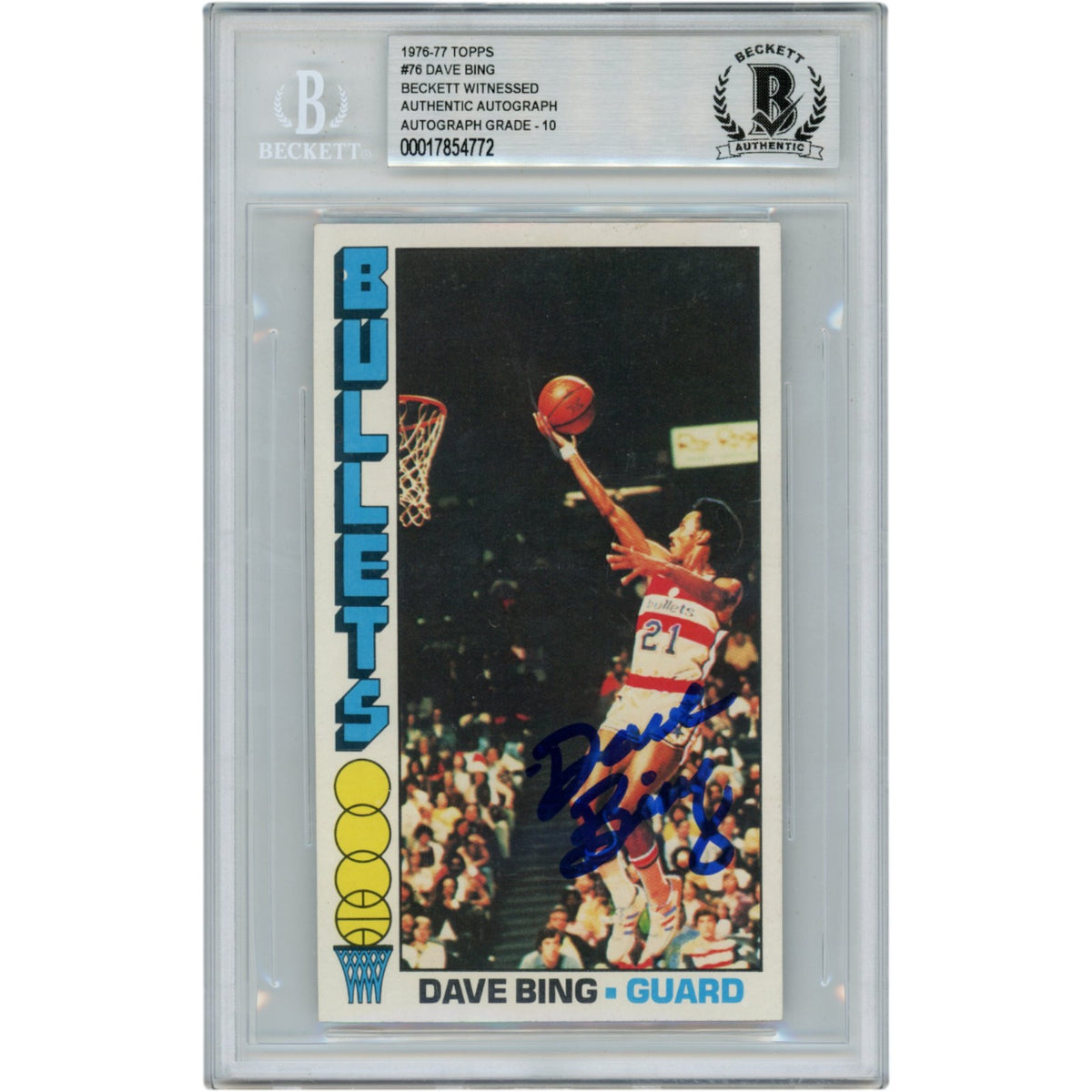 Dave Bing 1976-77 Topps #76 HOF Slabbed Trading Signed Card-Powers Sports Memorabilia