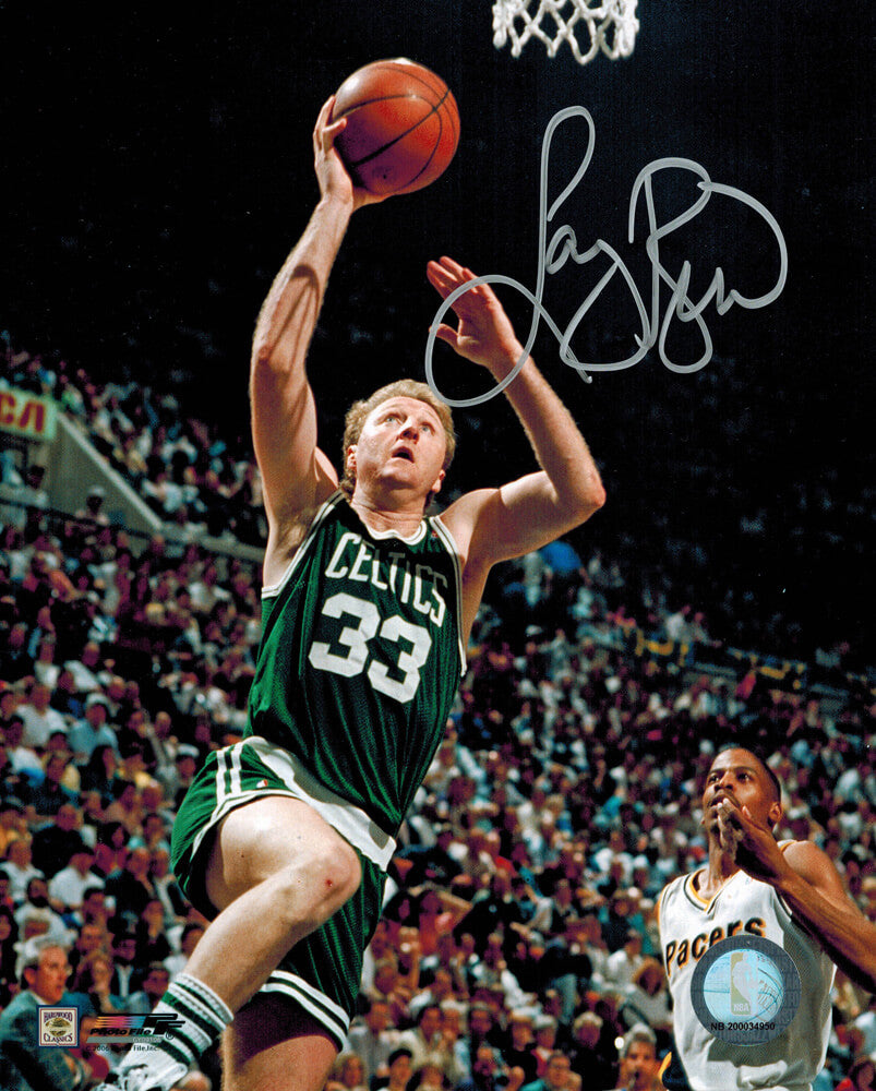 Larry Bird Boston Celtics Autographed Action Lay Up 8x10 Photo-Powers Sports Memorabilia