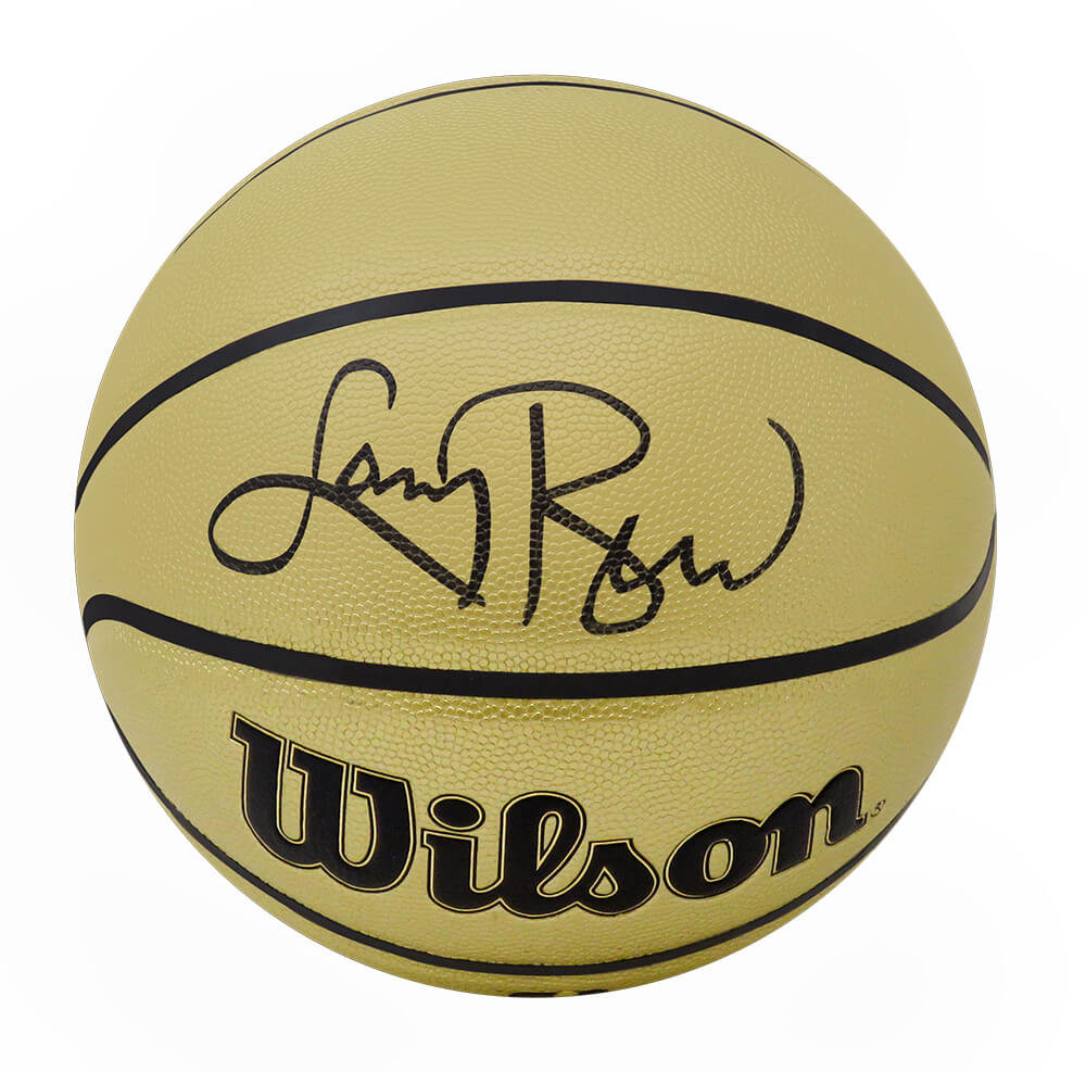 Larry Bird Autographed Wilson Gold NBA Basketball-Powers Sports Memorabilia