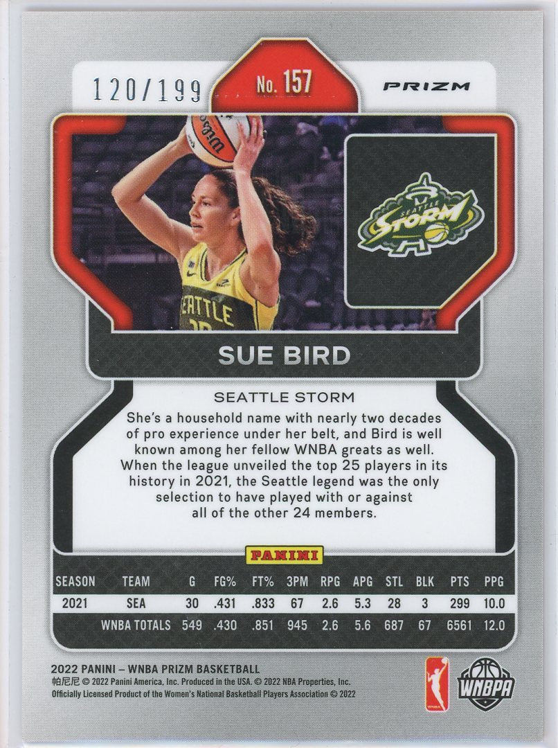 2022 Prizm WNBA Sue Bird 25th Anniversary Logo Card Signed Sticker Auto-Powers Sports Memorabilia