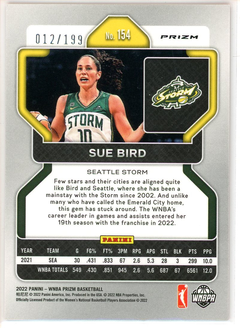2022 Prizm WNBA Sue Bird Red Parallel Card Signed Sticker Auto-Powers Sports Memorabilia