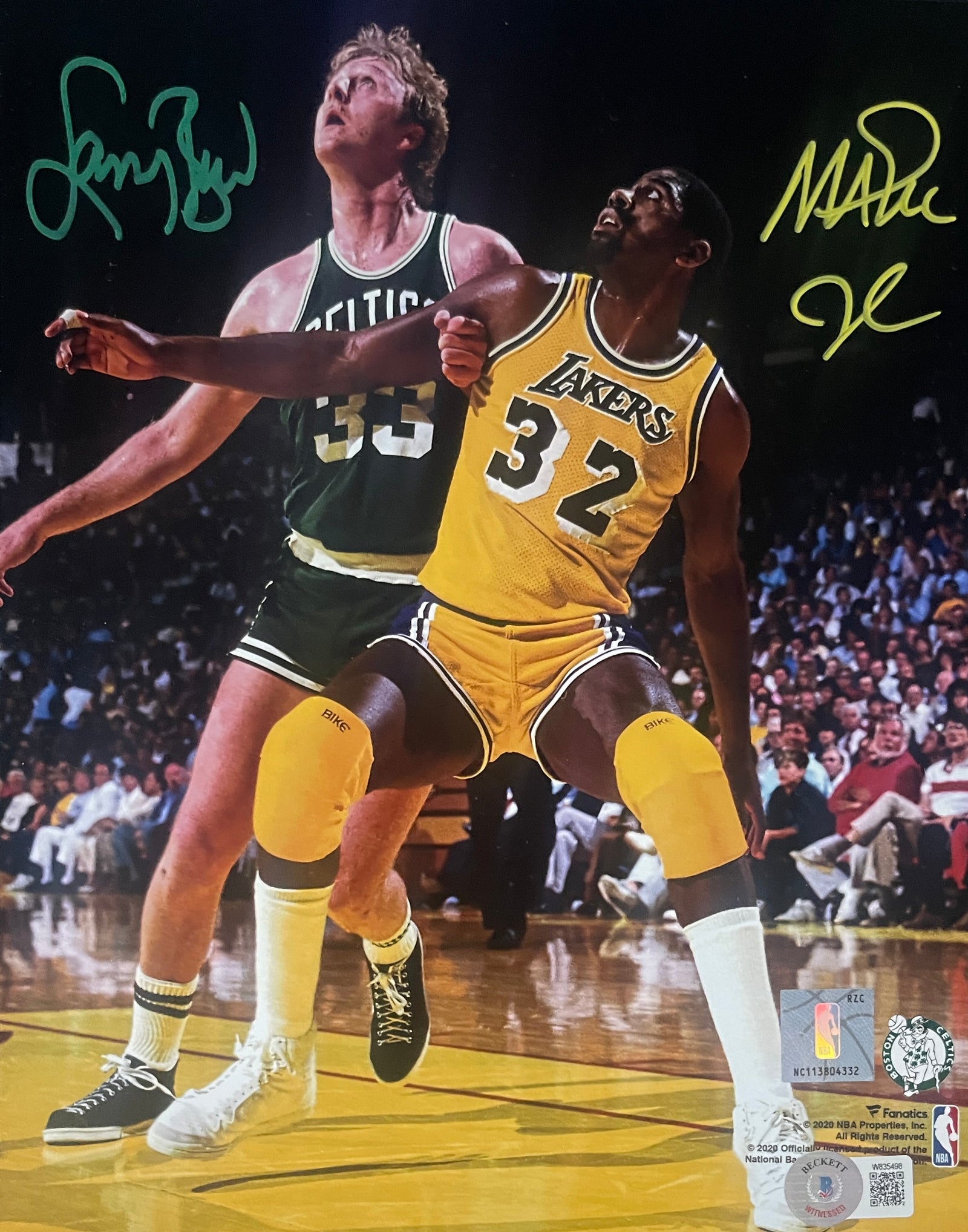 Magic Johnson Larry Bird Signed Boston Celtics Los Angeles Lakers 8x10 Photo – Lake Scene – Beckett Authenticated-Powers Sports Memorabilia