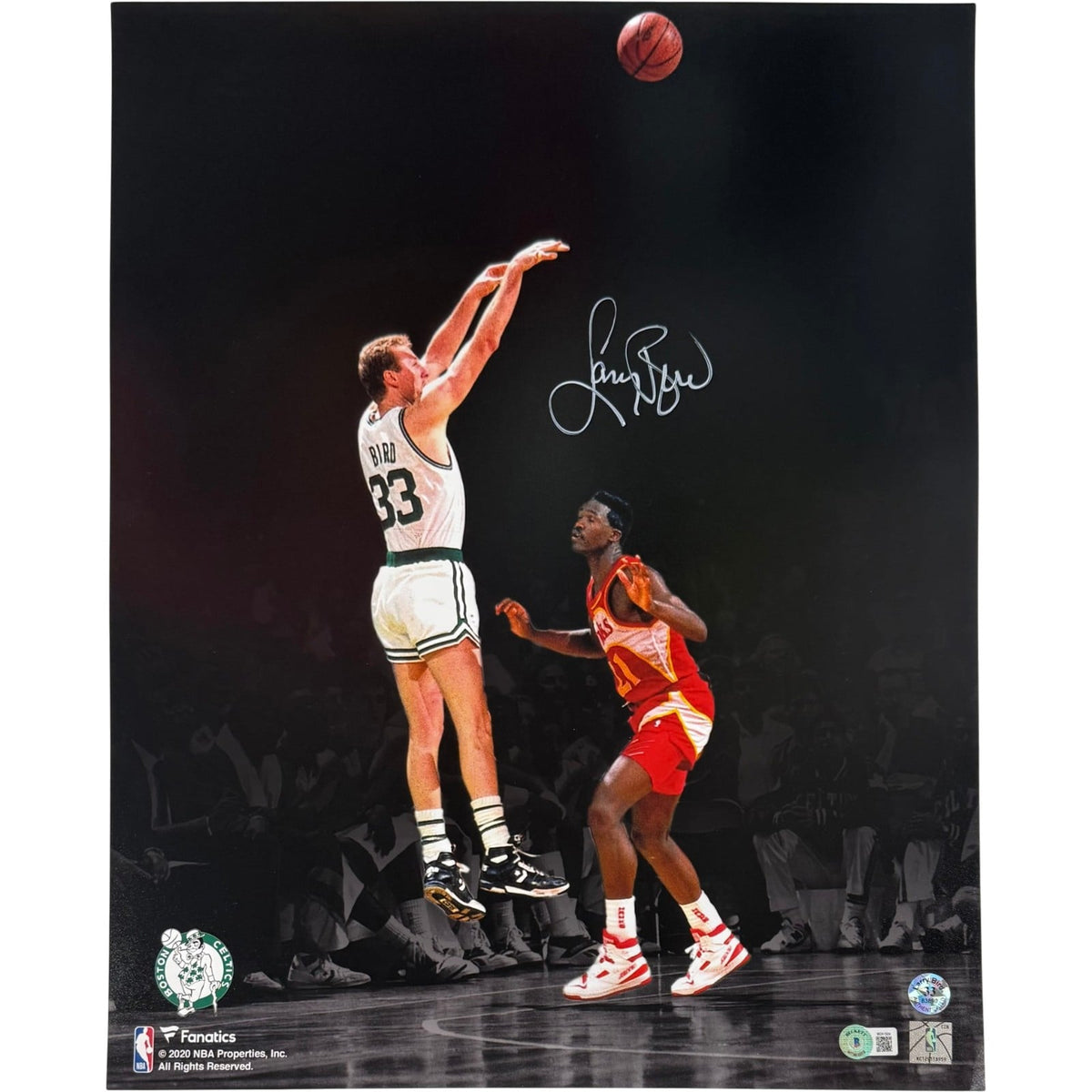 Larry Bird Boston Celtics Signed 16x20 Photo Beckett Witness 40315 Beckett-Powers Sports Memorabilia