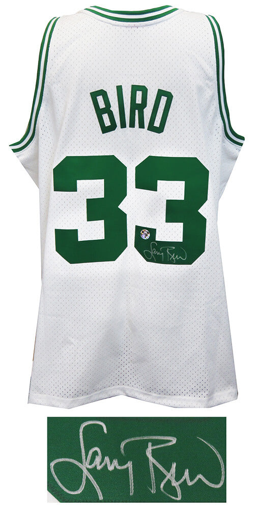 Larry Bird Autographed Boston Celtics White Mitchell & Ness NBA Swingman Jersey-Powers Sports Memorabilia