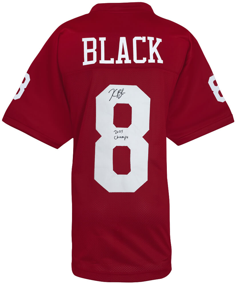Kaelon Black Autographed Red Custom College Football Jersey with 2025 Champs-Powers Sports Memorabilia