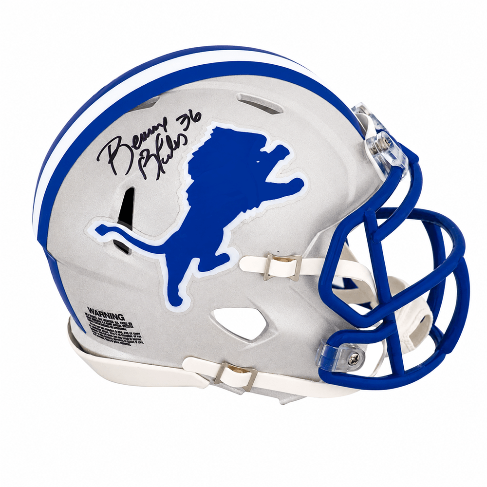 Bennie Blades Autographed Detroit Lions Throwback Riddell Speed Mini Helmet-Powers Sports Memorabilia