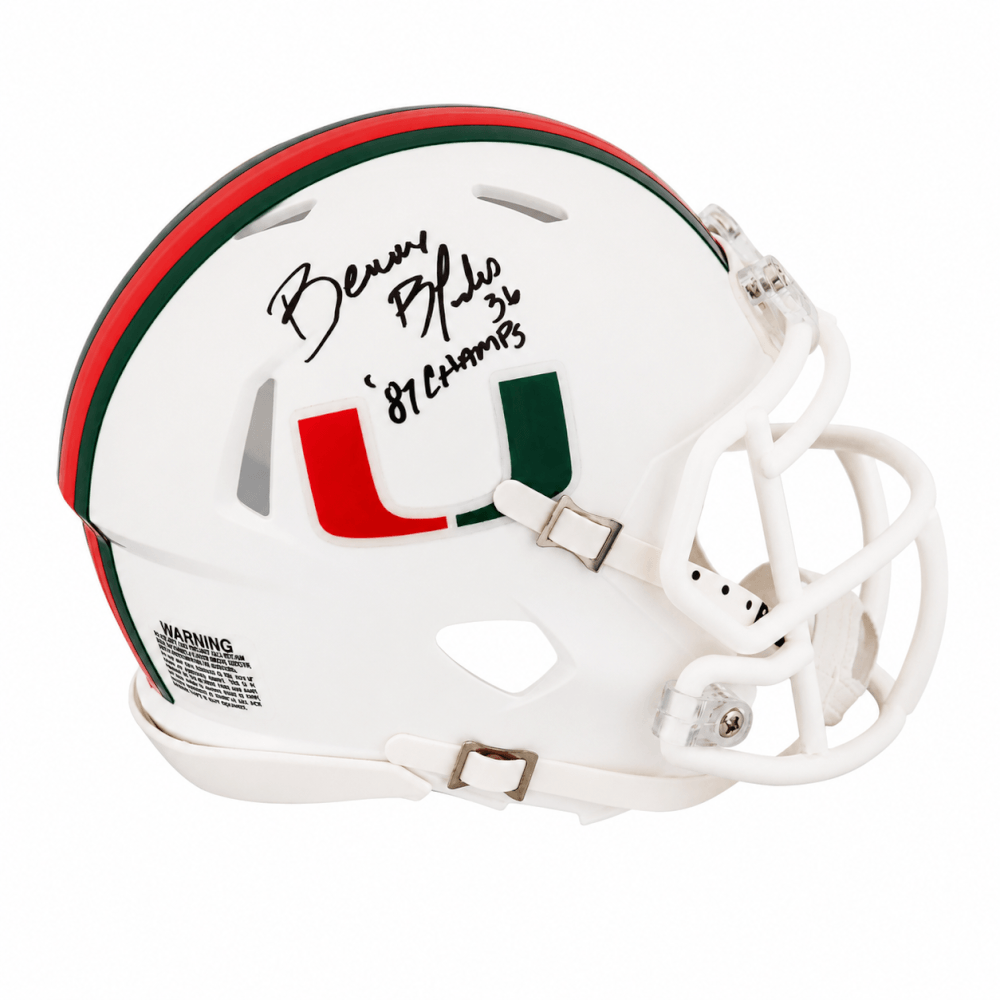 Bennie Blades Autographed Miami Hurricanes Riddell Speed Mini Helmet with 87 Champs-Powers Sports Memorabilia