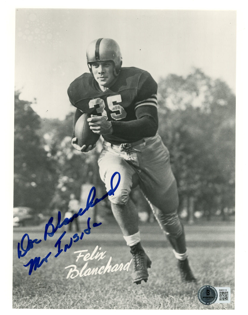 Doc Blanchard Army Black Knights Signed 8x10 Photo - Mr Inside Beckett Beckett-Powers Sports Memorabilia