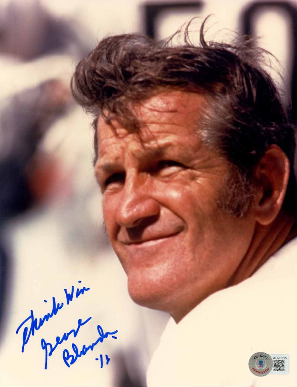 George Blanda Oakland Raiders Signed 8x10 Photo - Think Win Beckett Beckett-Powers Sports Memorabilia