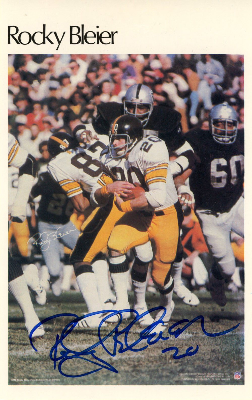 Rocky Bleier Pittsburgh Steelers Mini Signed Poster 3/5-Powers Sports Memorabilia