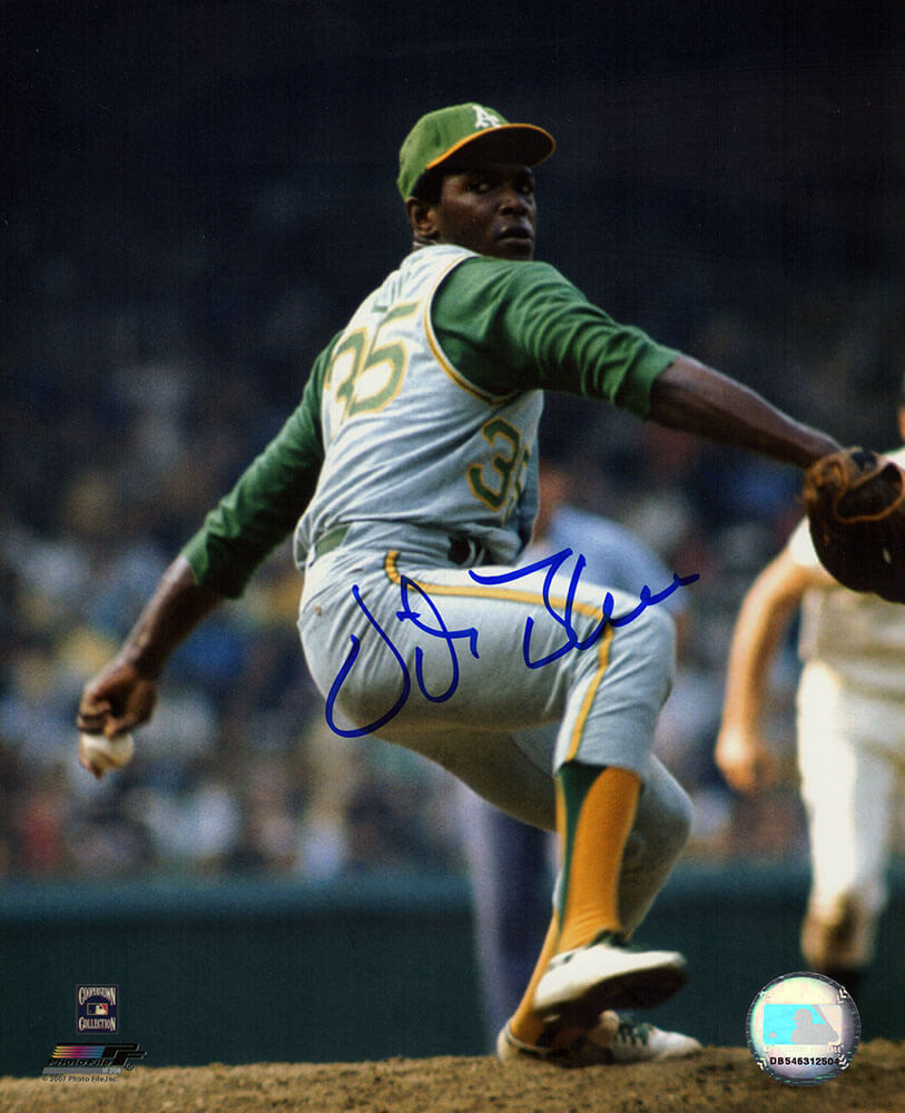 Vida Blue Autographed Oakland A's Windup Pitching 8x10 Photo-Powers Sports Memorabilia