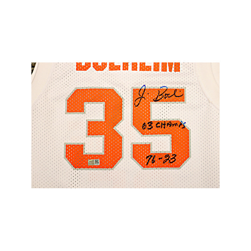 Jim Boeheim Syracuse University Signed Inscribed "03 Champs, 76-23" White Retro Brand Jersey-Powers Sports Memorabilia