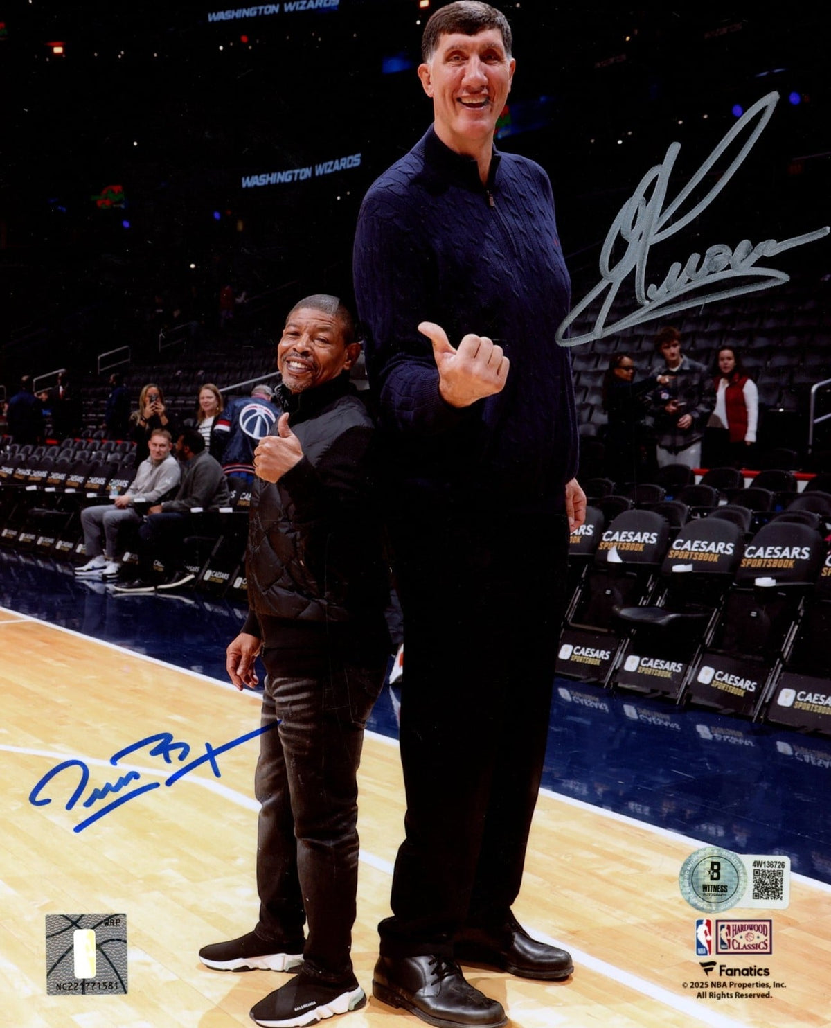 Muggsy Bogues Gheorghe Muresan Signed Hornets/Bullets 8x10 Photo – Back View – Beckett Authenticated-Powers Sports Memorabilia
