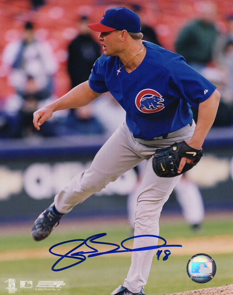 Joe Borowski Autographed Chicago Cubs Pitching Action 8x10 Photo-Powers Sports Memorabilia