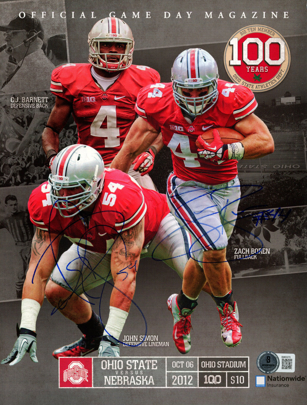 Zach Boren & John Simon Ohio State Buckeyes Signed Magazine - 10/6/2012 Ohio State Magazine Beckett-Powers Sports Memorabilia