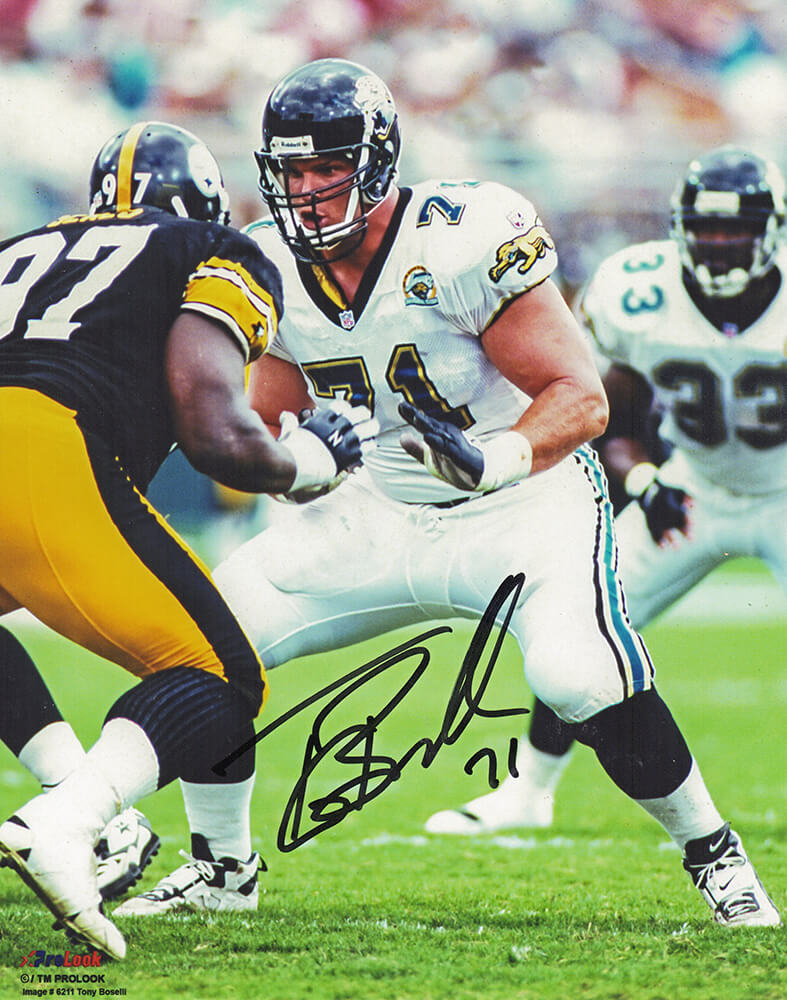 Tony Boselli Autographed Jacksonville Jaguars Action 8x10 Photo-Powers Sports Memorabilia