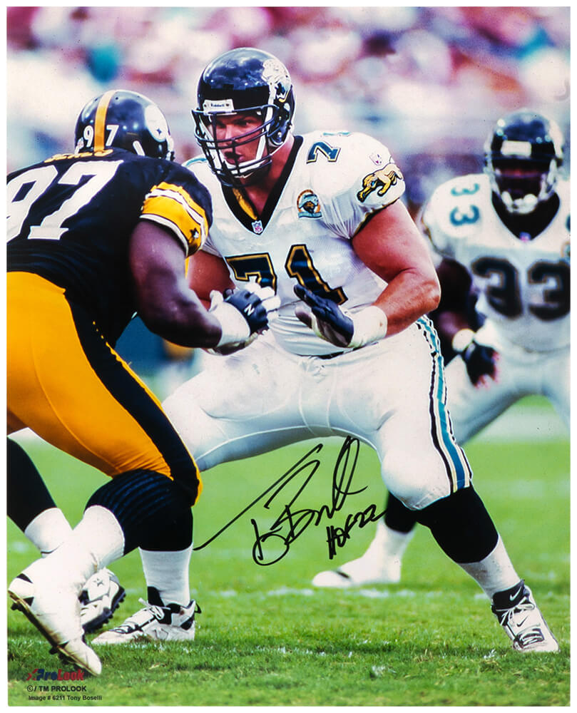 Tony Boselli Autographed Jacksonville Jaguars Action 16x20 Photo with HOF'22-Powers Sports Memorabilia