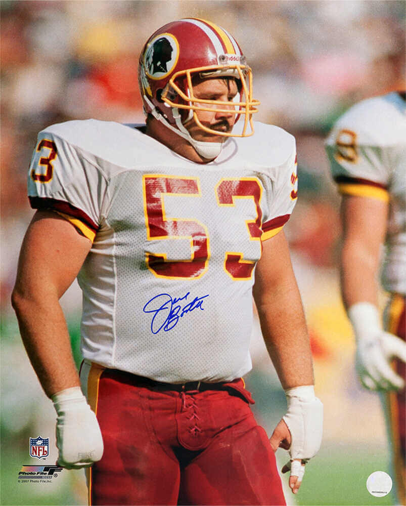 Jeff Bostic Autographed Washington Football Team White Jersey 16x20 Photo-Powers Sports Memorabilia