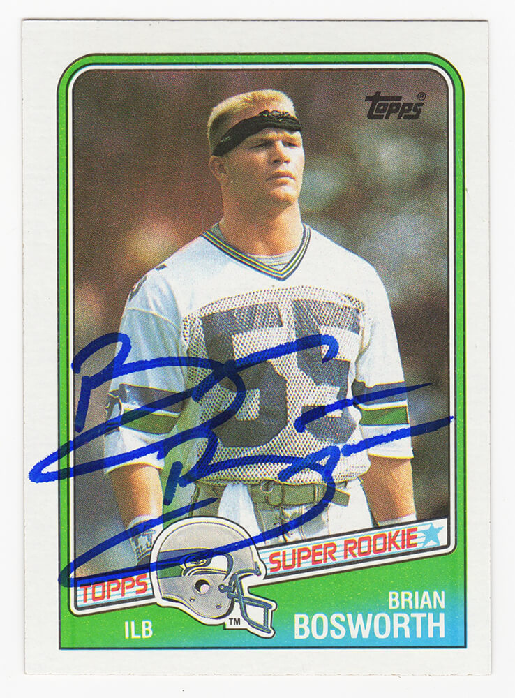 Brian Bosworth Seattle Seahawks Autographed 1988 Topps Football Rookie Card-Powers Sports Memorabilia